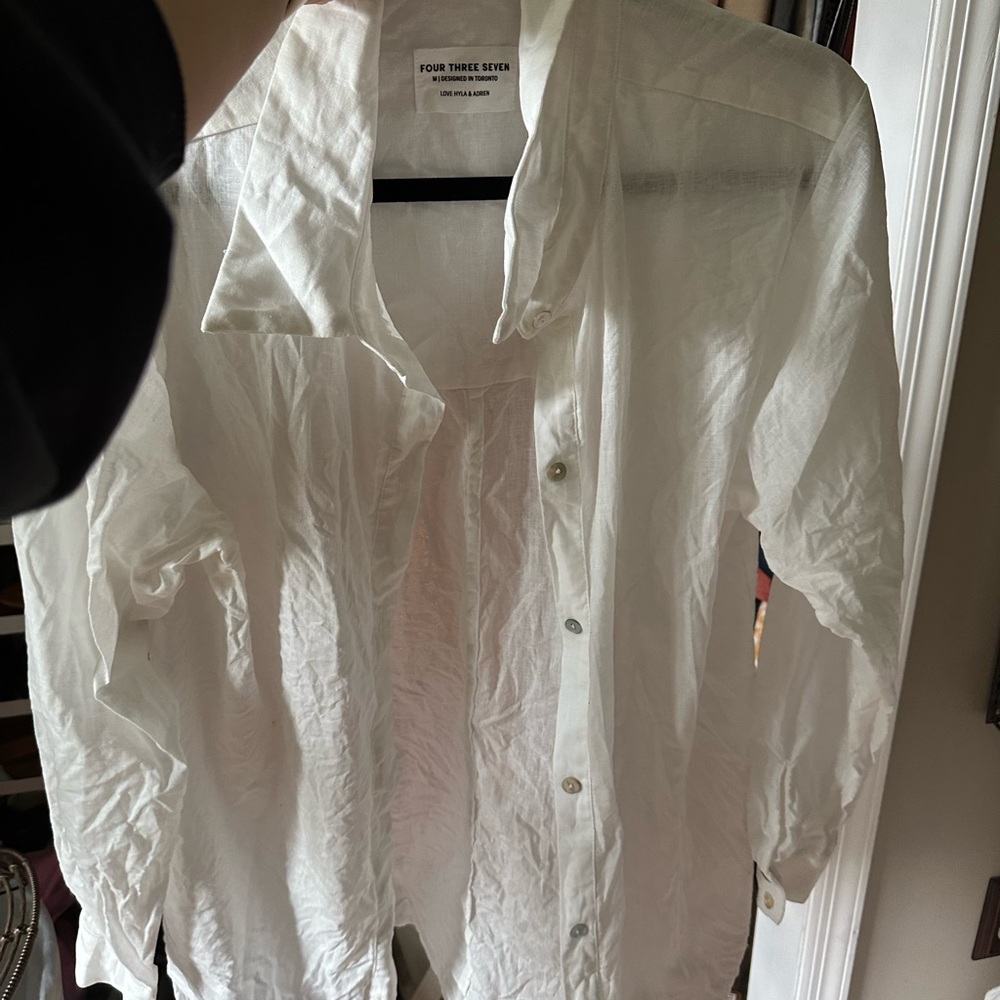 Four Three Seven White Button-Up Shirt